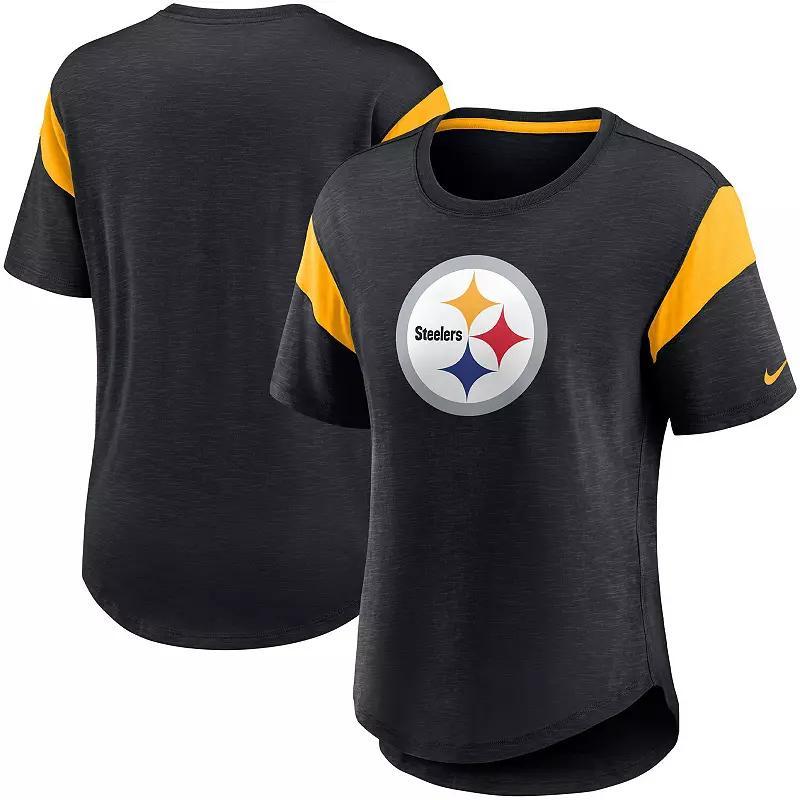 Womens Nike Heather Black Pittsburgh Steelers Primary Logo Fashion Top Product Image