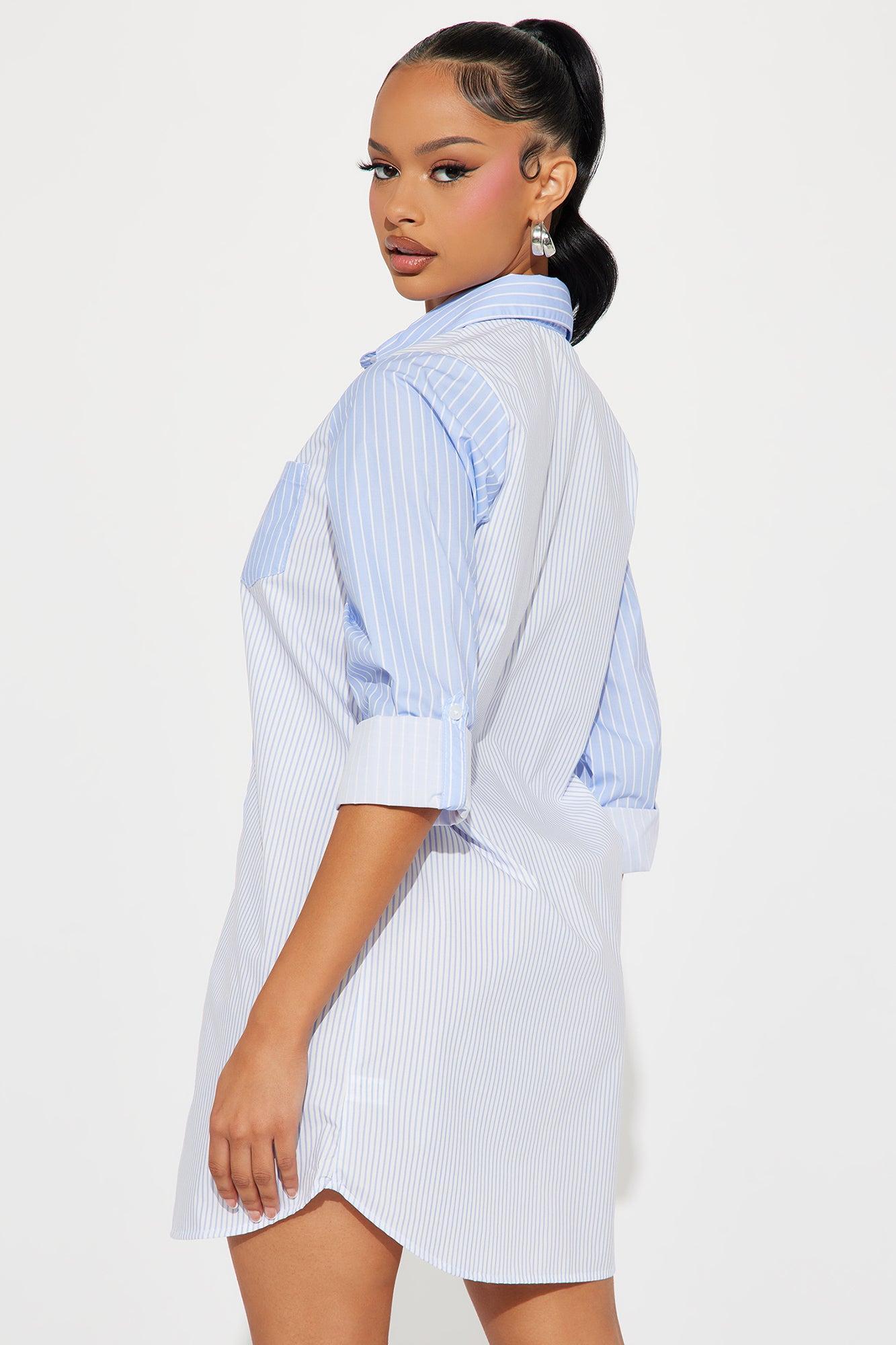 Liza Mini Shirt Dress - Blue/combo Product Image