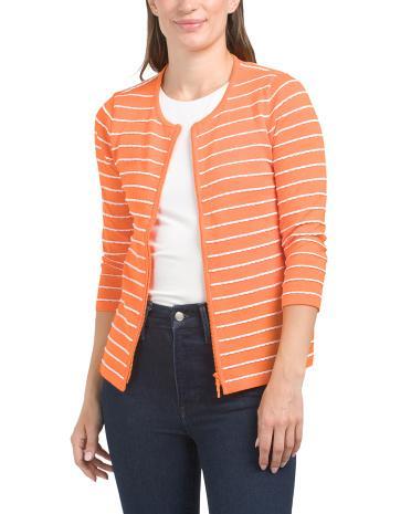 Pima Cotton Scallop Sweater Jacket for Women Product Image