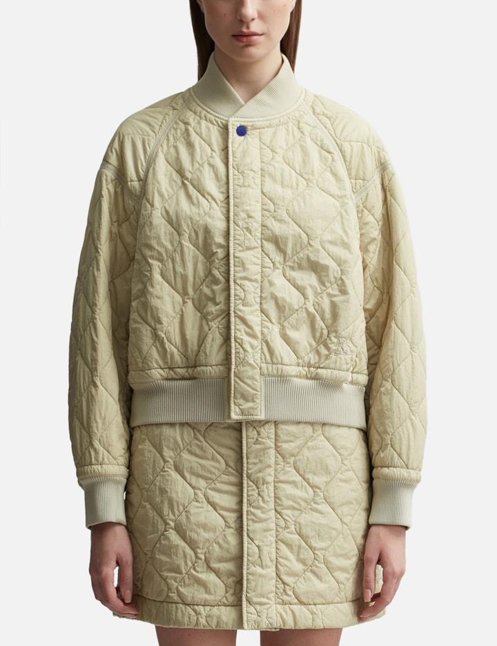 BURBERRY Quilted Nylon Bomber Jacket In Beige Product Image