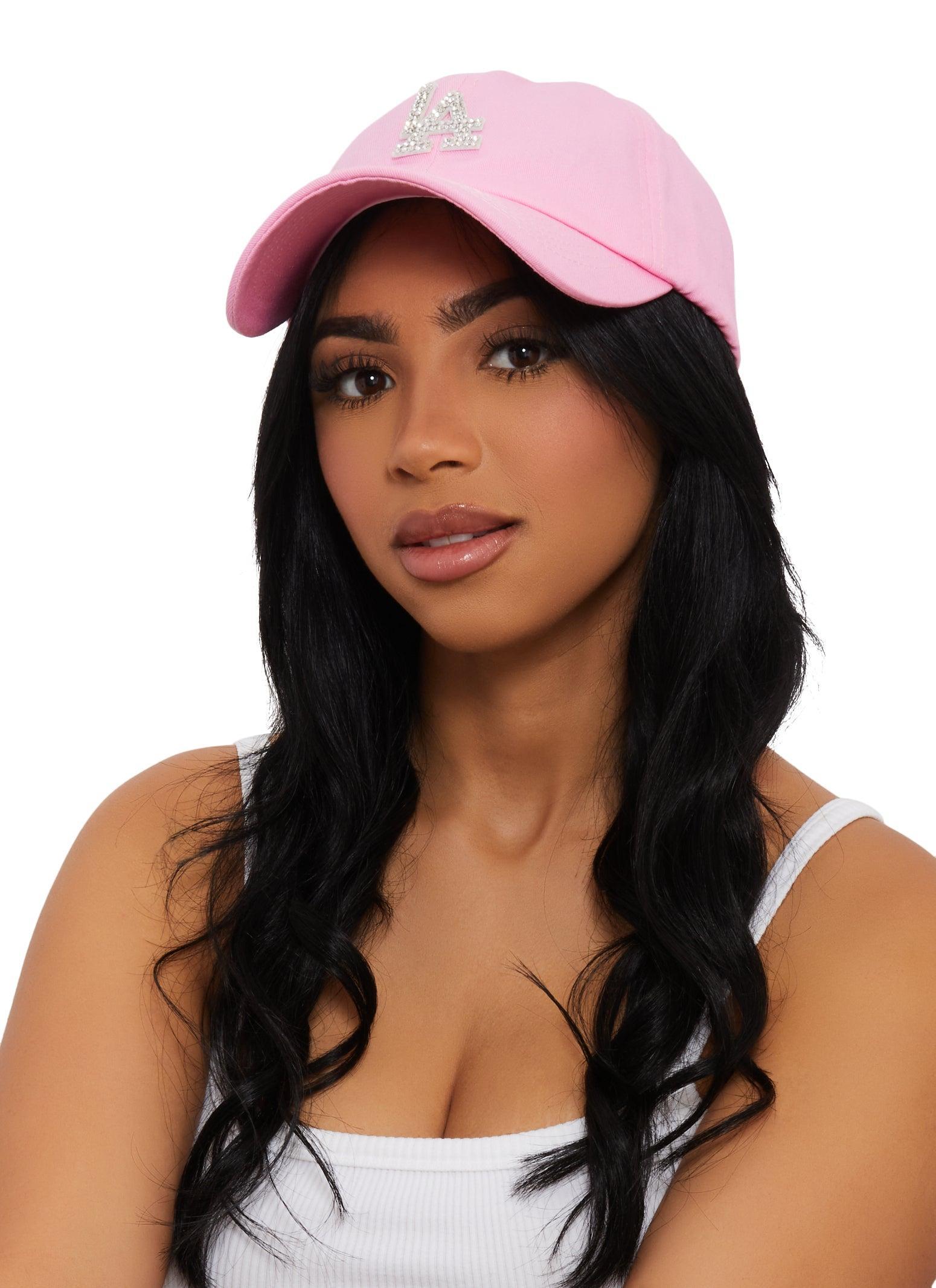 Womens LA Rhinestone Baseball Cap Product Image