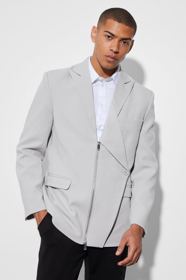 Relaxed Zip Blazer | boohooMAN USA Product Image