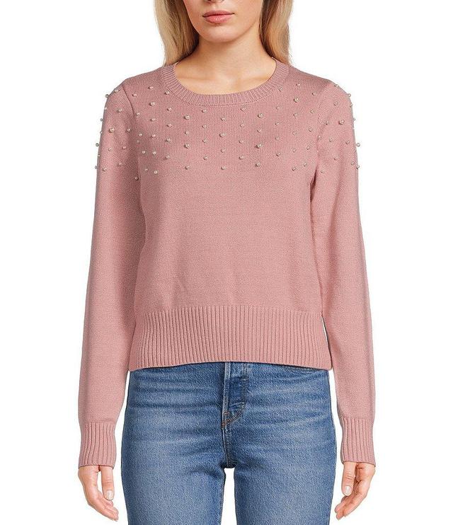 Evolutionary Long Sleeve Studded Pearl Pullover Sweater Product Image