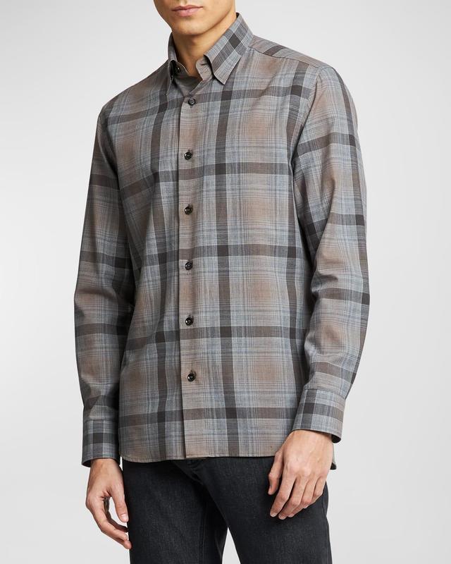 Mens Wool Plaid Sport Shirt Product Image