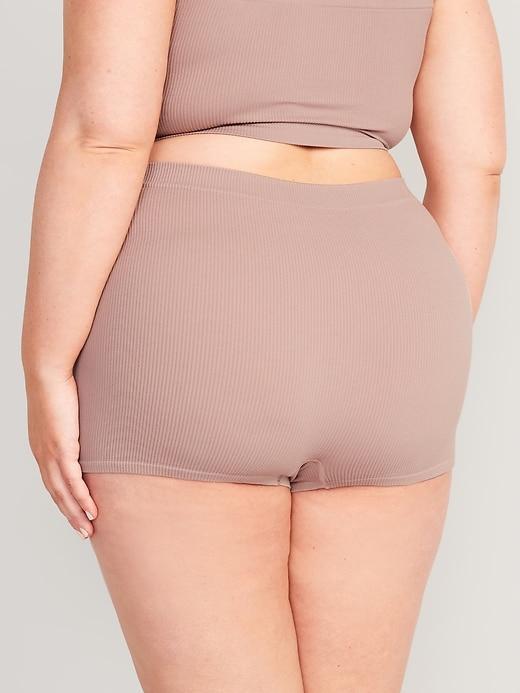 Mid-Rise Seamless Ribbed Boyshort Underwear Product Image