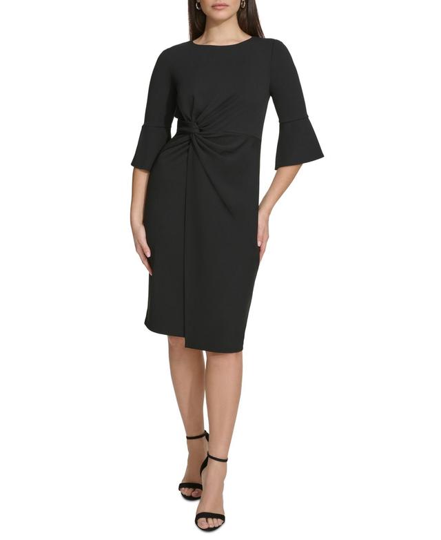 kensie Womens Bell-Sleeve Twist Sheath Dress Product Image