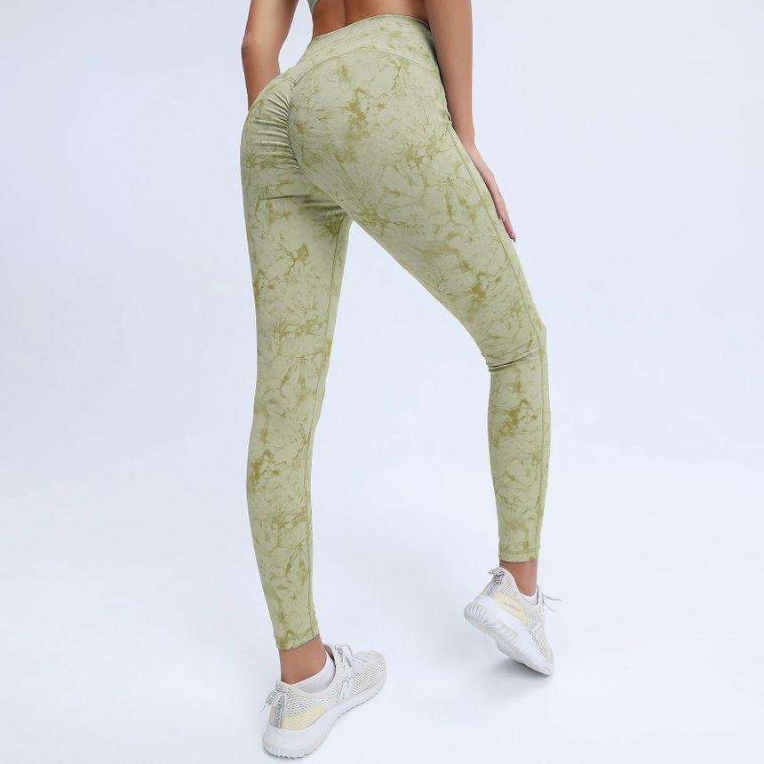 Set: Tie-Dyed Sports Bra Top + High-Waist Leggings Product Image