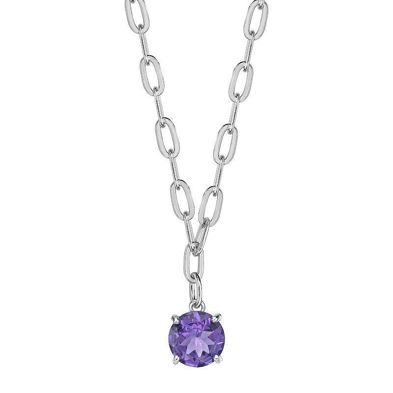 Gemminded Sterling Silver Amethyst Pendant Necklace, Womens Product Image