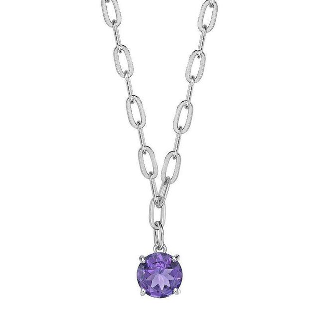 Gemminded Sterling Silver Amethyst Pendant Necklace, Womens Product Image