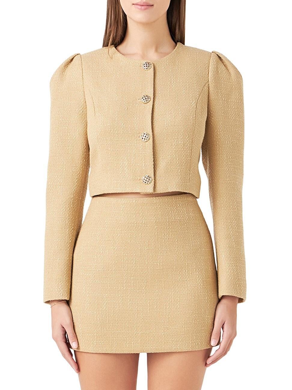 Womens Cropped Tweed Jacket Product Image