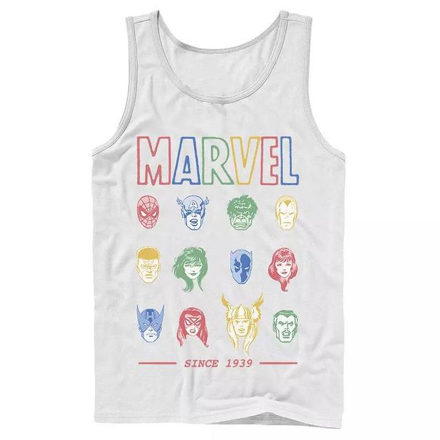 Mens Marvel Classic Colorful Comic Hero Collage Since 1939 Tank Top, Boys Product Image