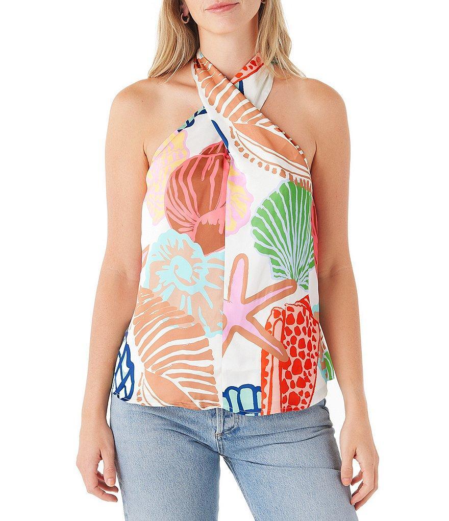 CROSBY By Mollie Burch Sienna Printed Halter Neckline Sleeveless Tank Product Image