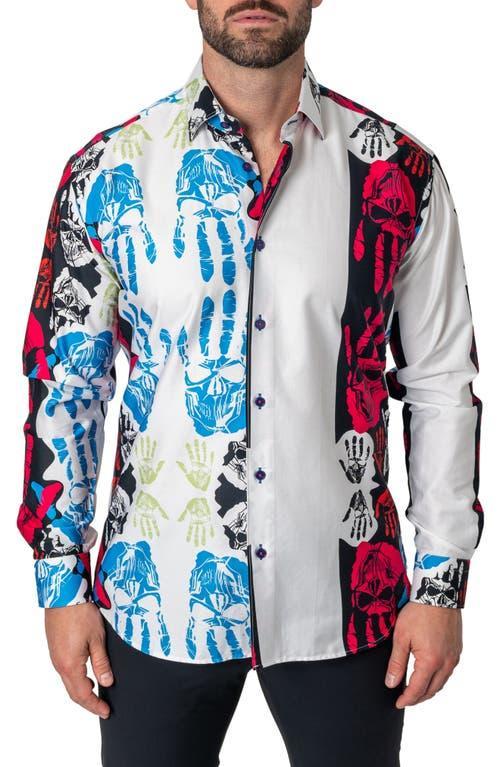 Maceoo Fibonacci Hand Skull Cotton Button-Up Shirt Product Image