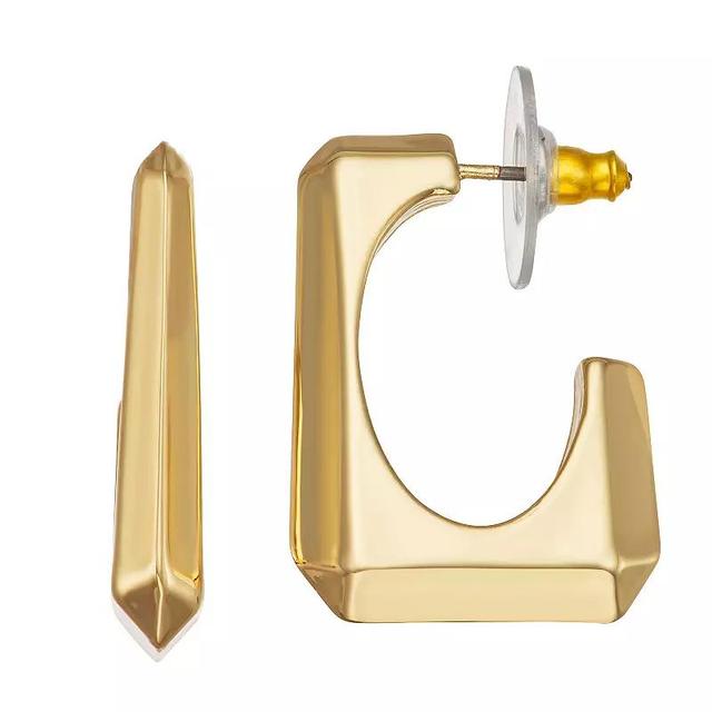 Nine West Square C-Hoop Post Earrings, Womens, Gold Tone Product Image