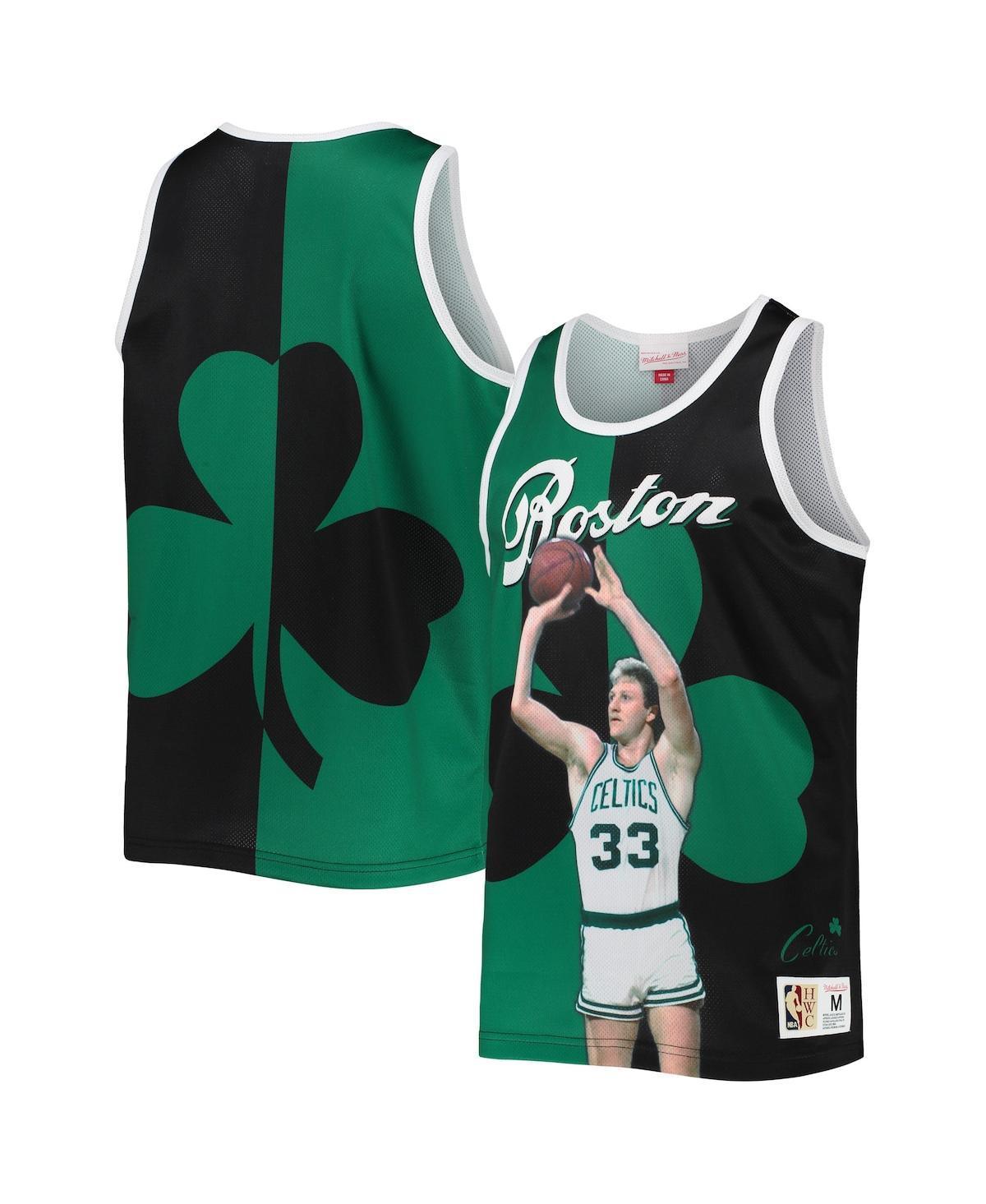 Mens Mitchell & Ness Larry Bird Kelly Green and Black Boston Celtics Sublimated Player Tank Top - Kelly Green Product Image