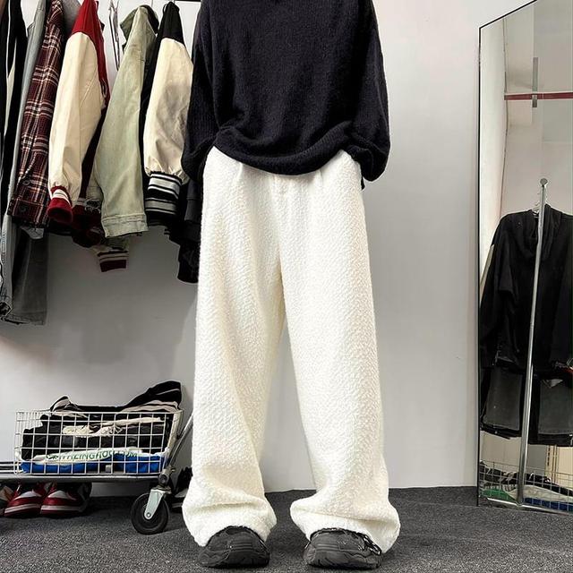 Mid Rise Tweed Wide Leg Pants Product Image