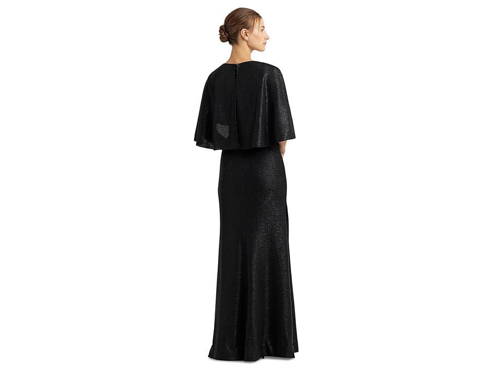 Lauren Ralph Lauren Metallic Knit Twist-Front Cape Gown Women's Dress Product Image