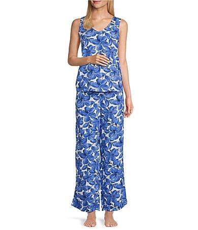 Tommy Bahama Floral Print Sleeveless V-Neck Woven Pajama Set Product Image