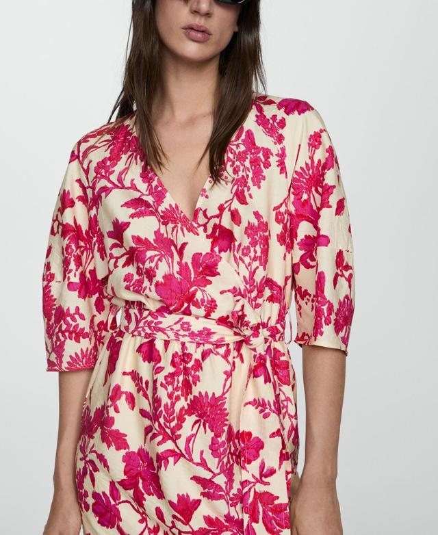 Mango Womens Floral-Print Wrap Dress Product Image