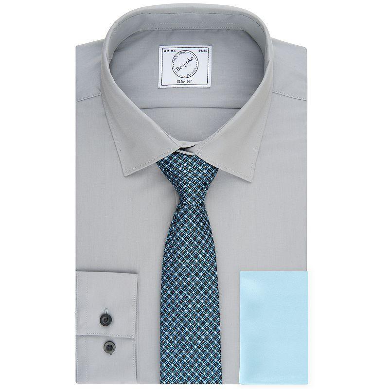 Mens Bespoke Slim-Fit Dress Shirt, Pocket Square & Tie Set Product Image