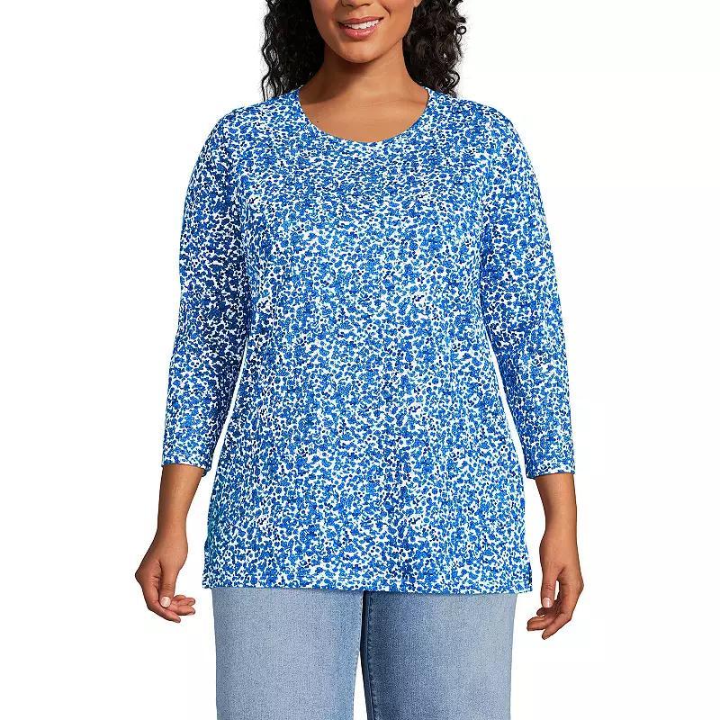 Plus Size Lands End Supima Cotton Relaxed Fit Crewneck Tunic, Womens Baltic Blue Product Image