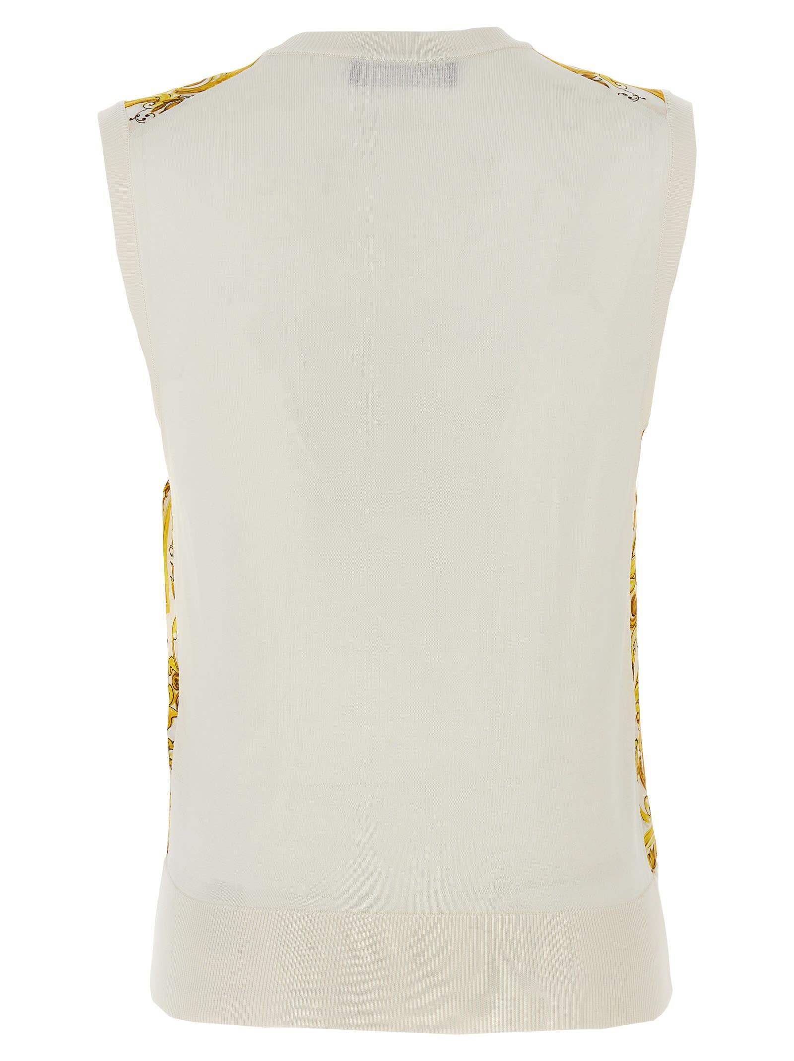 DOLCE & GABBANA Majolica Sleeveless Sweater In Yellow Product Image