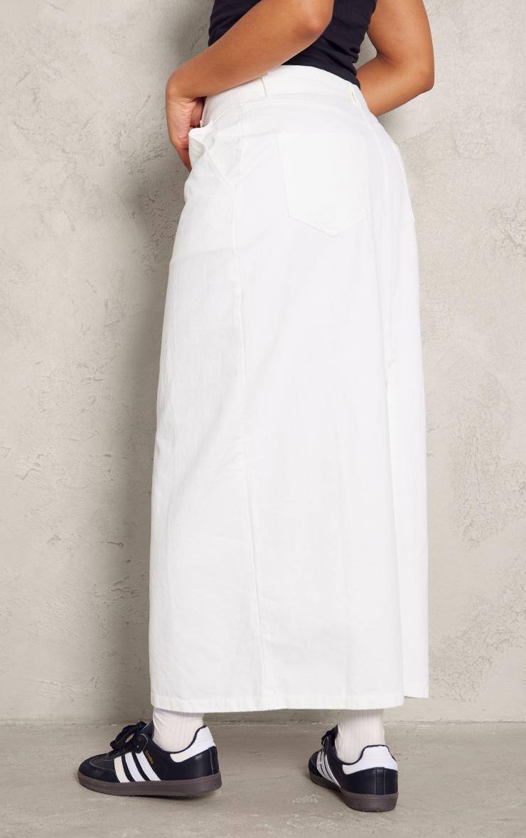 White Heavy Twill Belted Midaxi Skirt Product Image