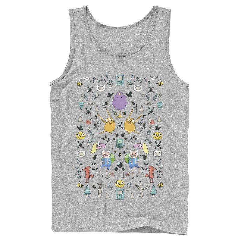 Mens Adventure Time Character Icon Collage Tank Top Athletic Grey Product Image