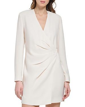 DKNY Long Sleeve Crepe Blazer Dress (Eggnog) Women's Clothing Product Image