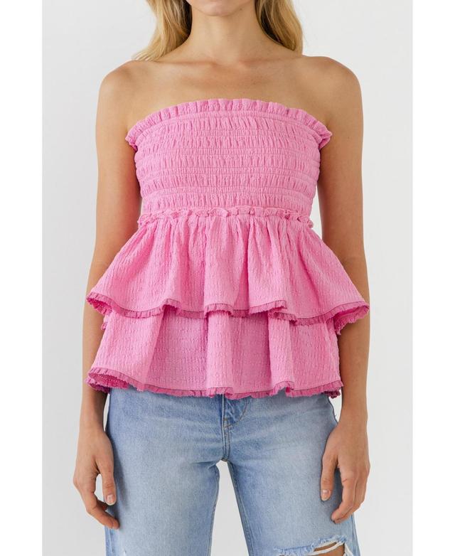 Free the Roses Womens Lace Smocked Knit Ruffled Tube Top Product Image