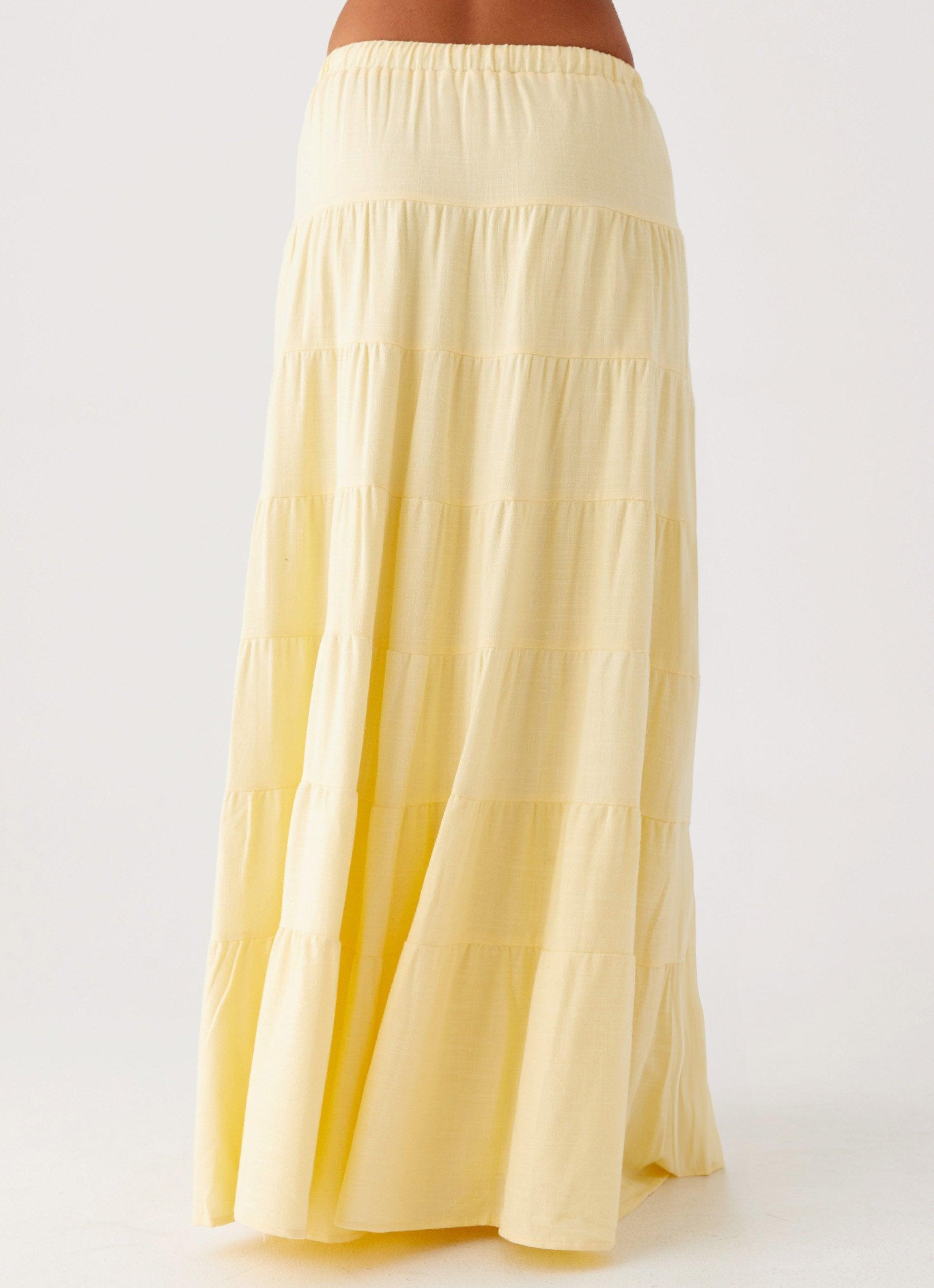 Mariella Linen Maxi Skirt - Yellow Product Image