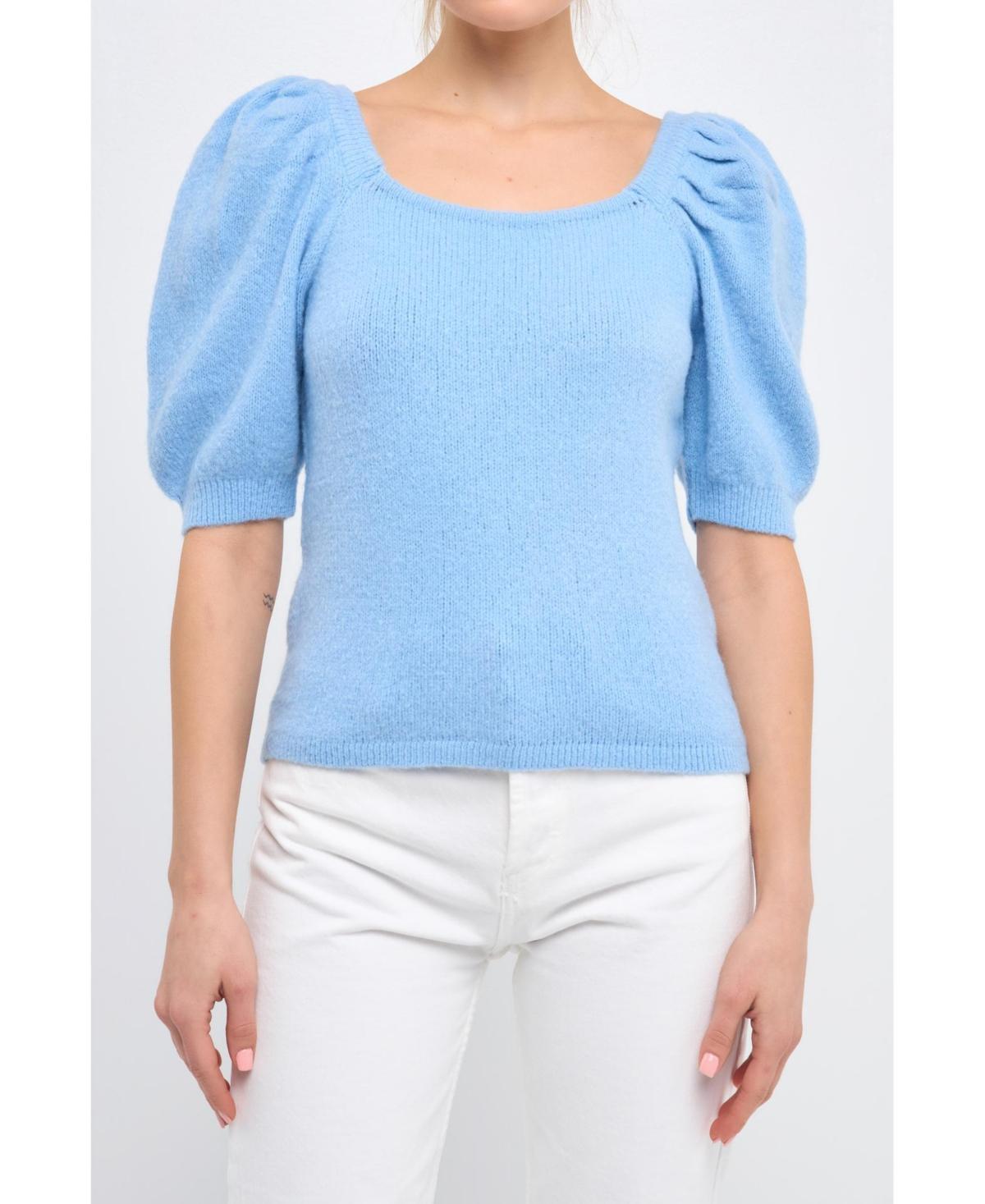 English Factory Womens Short Puff Sleeve Sweater Product Image