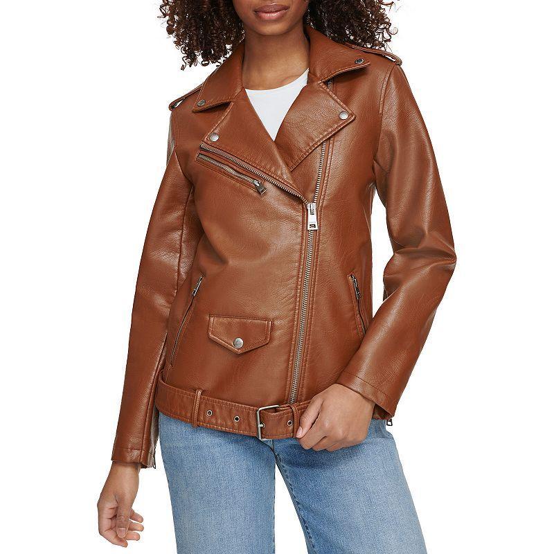 Womens Levis Faux Leather Belted Moto Jacket Product Image