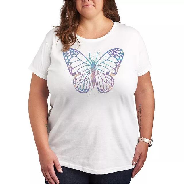 Plus Size Watercolor Butterfly Graphic Tee, Womens Product Image