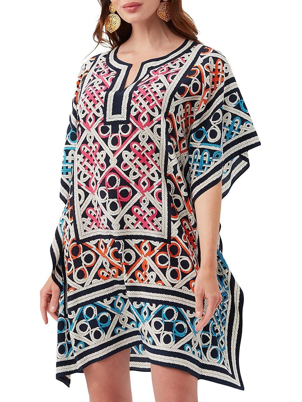 Womens Theodora Printed Silk Caftan Dress Product Image