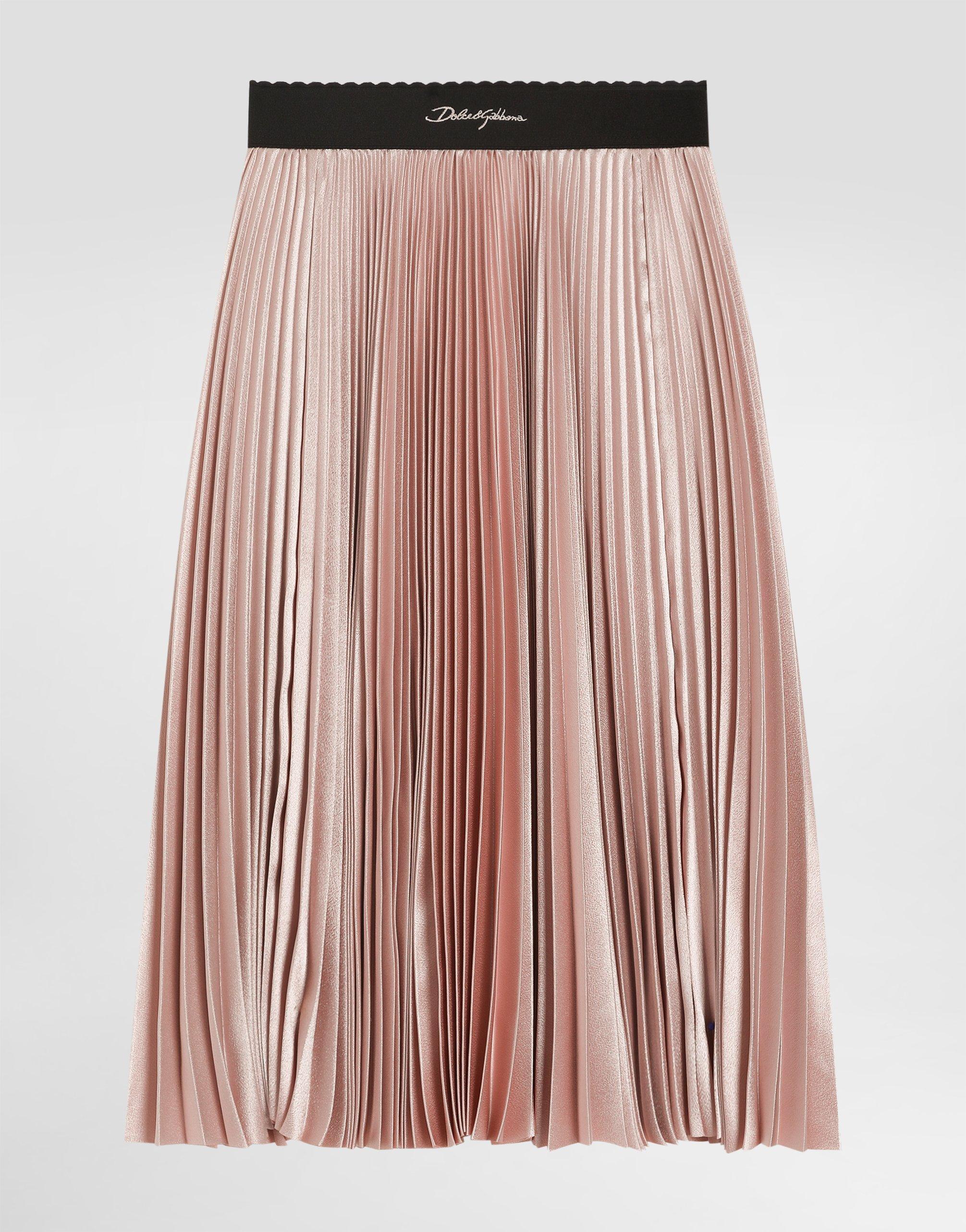 DOLCE & GABBANA Pleated Skirt With Dolce&gabbana Logo In Pink Product Image