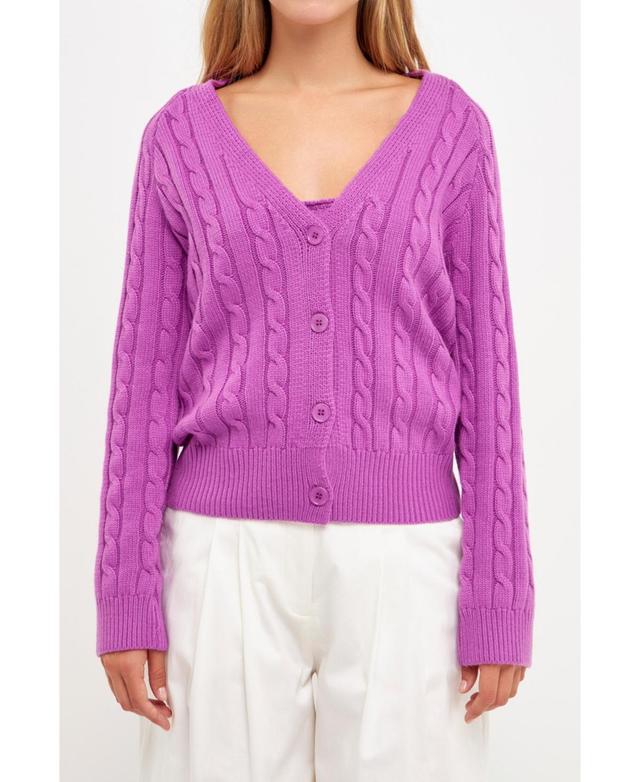 English Factory Womens Cable Knit Cardigan Product Image