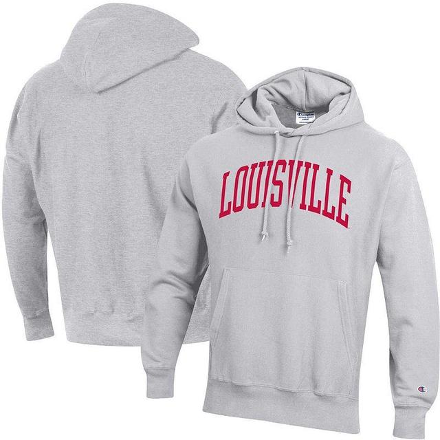 Mens Champion Heathered Gray Louisville Cardinals Team Arch Reverse Weave Pullover Hoodie Product Image