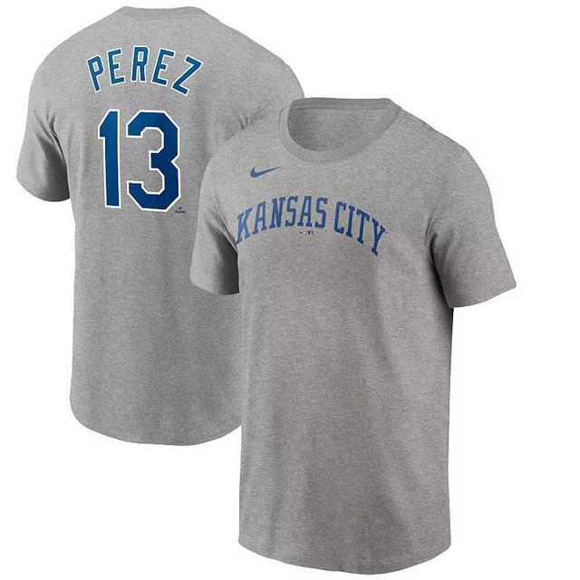 Mens Nike Gray Salvador Prez Kansas City Royals 2022 Name & Number T-Shirt Product Image