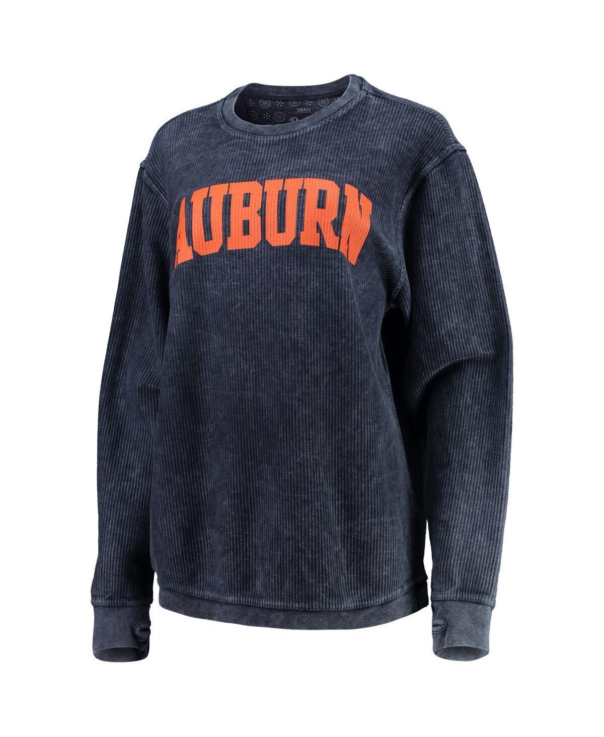 Womens Pressbox Auburn Tigers Comfy Cord Vintage Wash Basic Arch Pullover Sweatshirt Blue Product Image