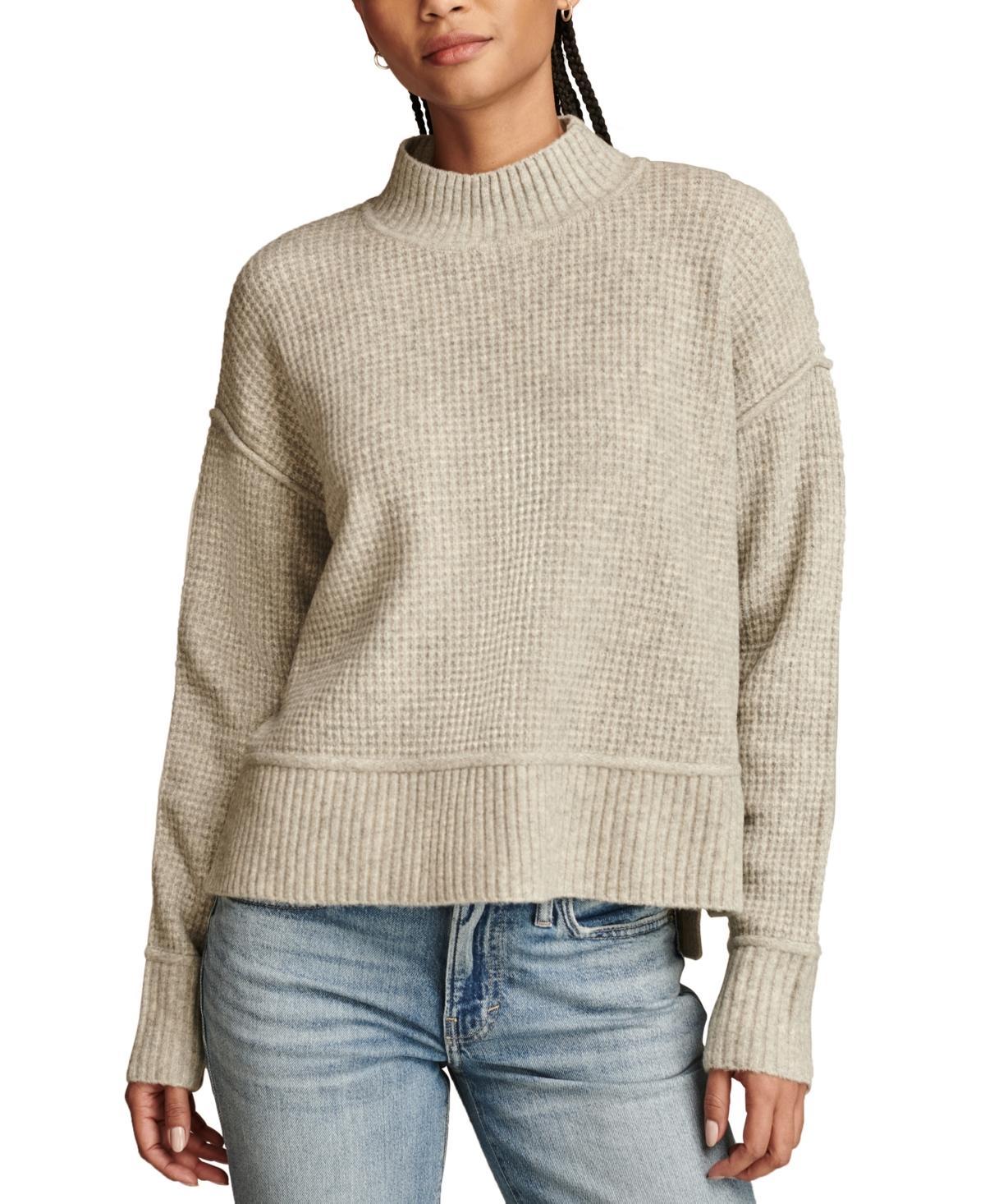 Lucky Brand Womens Mock Neck Waffle-Knit Sweater Product Image