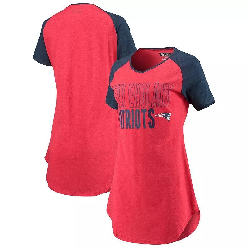 Womens Concepts Sport /Heathered Navy New England Patriots Meter Raglan V-Neck Knit Nightshirt Product Image