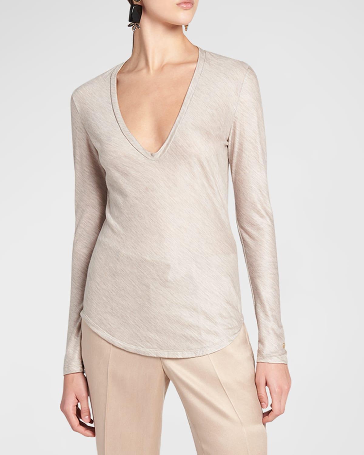 Womens Cashmere V-Neck Top Product Image