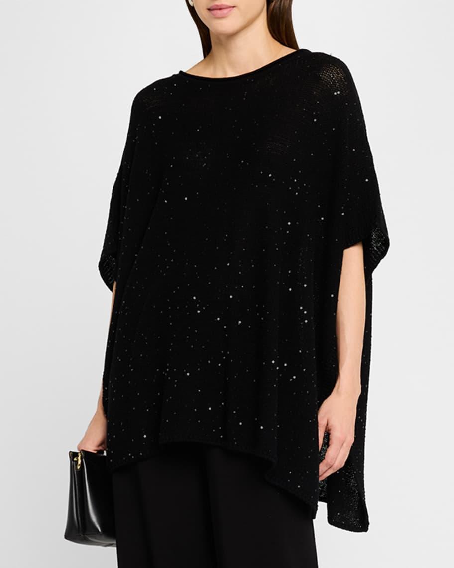 Sequin Knit Merino Wool Poncho Product Image