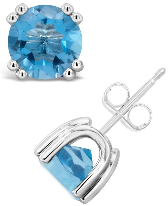 Celebration Gems Sterling Silver Swiss Blue Topaz Stud Earrings, Womens Product Image