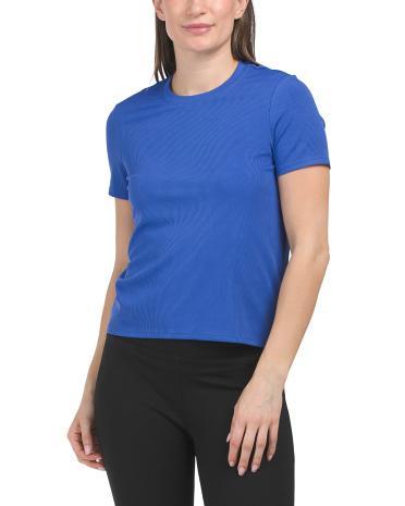 Ice Ribbed Crew Neck Short Sleeve Top For Women Product Image