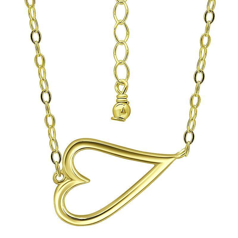 Aleure Precioso 18k Gold Over Silver Sideways Heart Necklace, Womens Gold Tone Product Image