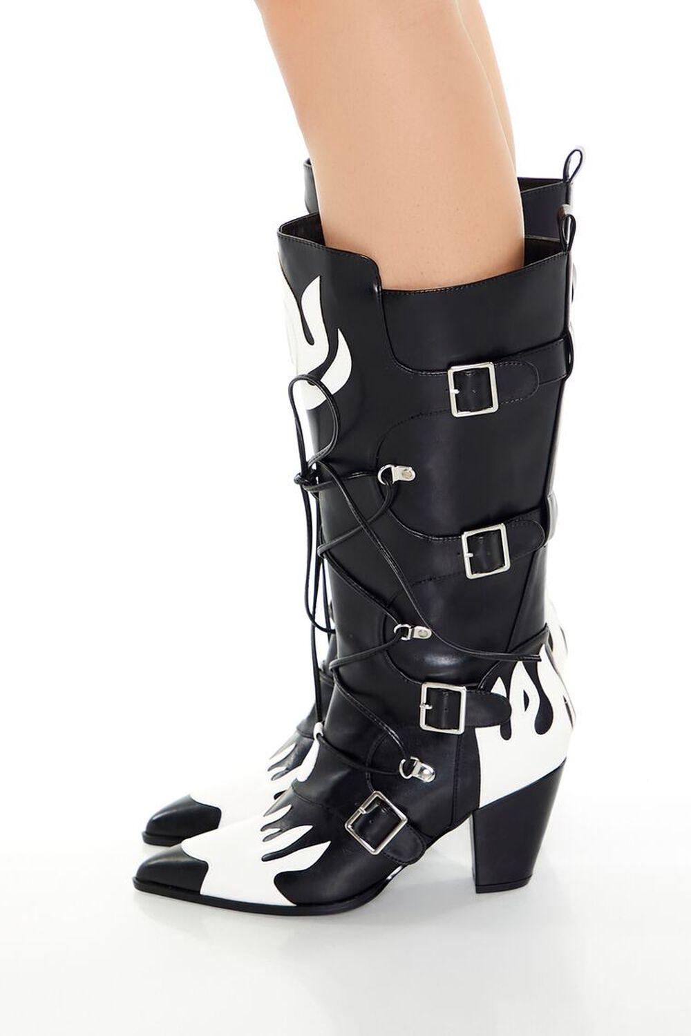 Buckled Lace-Up Flame Boots | Forever 21 Product Image