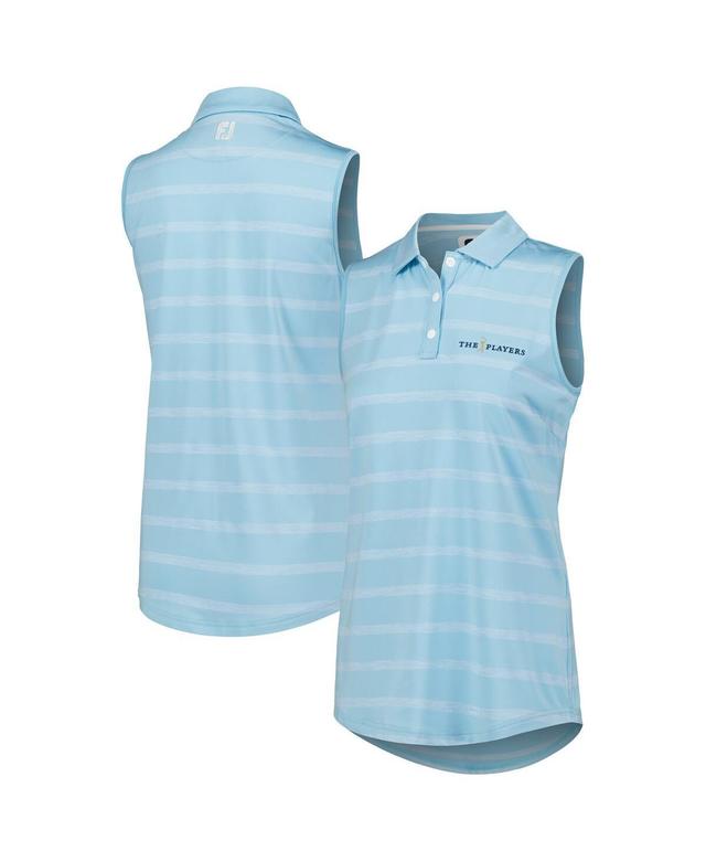 FootJoy Womens Blue The Players Space Dye Stripe Sleeveless Polo Product Image