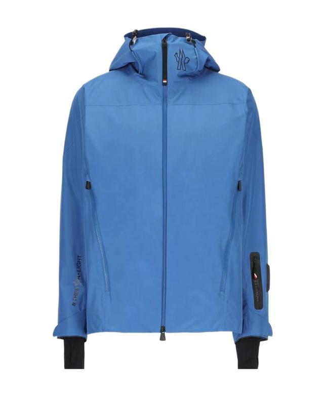 MONCLER Hooded Long-sleeved Down Jacket In Blue Product Image